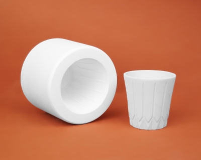  - Sır Ayaklı Geniş Ağızlı Motifli Bardak Döküm Kalıbı 8,5x8,5 cm